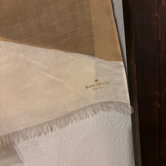 Kate Spade Cream and Black Bow Print Wool Scarf - Picture 4 of 7